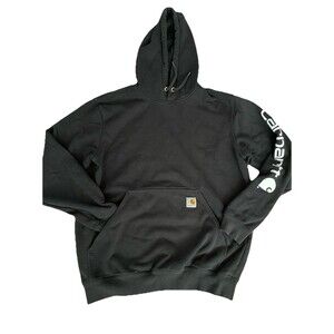 Carhartt Men’s Loose Fit Midweight Logo Graphic Hoodie – Faded Black – Size M